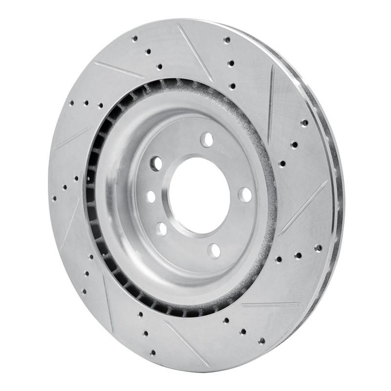 Land Rover Range Rover Brake Rotor (1) - Rear Left - R1 Concepts - Drilled & Slotted - Silver - `14-`24
